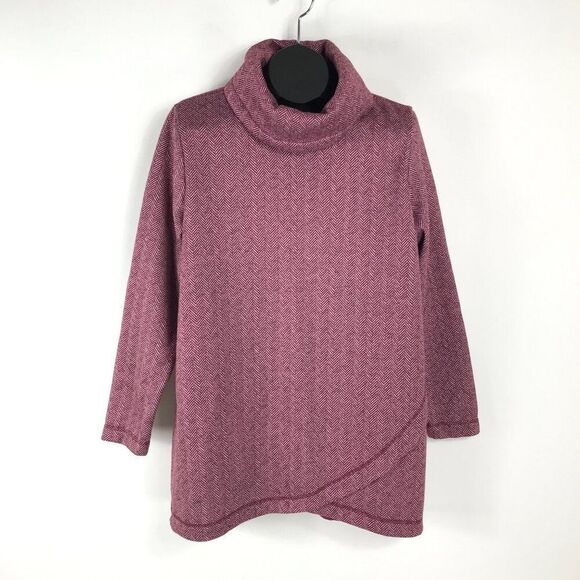 Lands' End Cowlneck Fleece Tunic Sweater Women's Large / 14-16 Herringbone Cozy - Picture 1 of 13